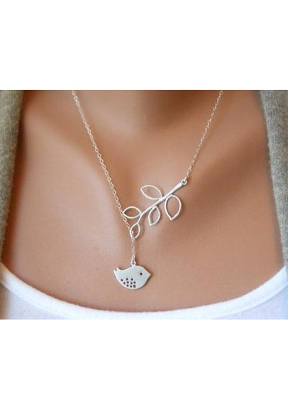 Bird On The Branch Silver Necklace