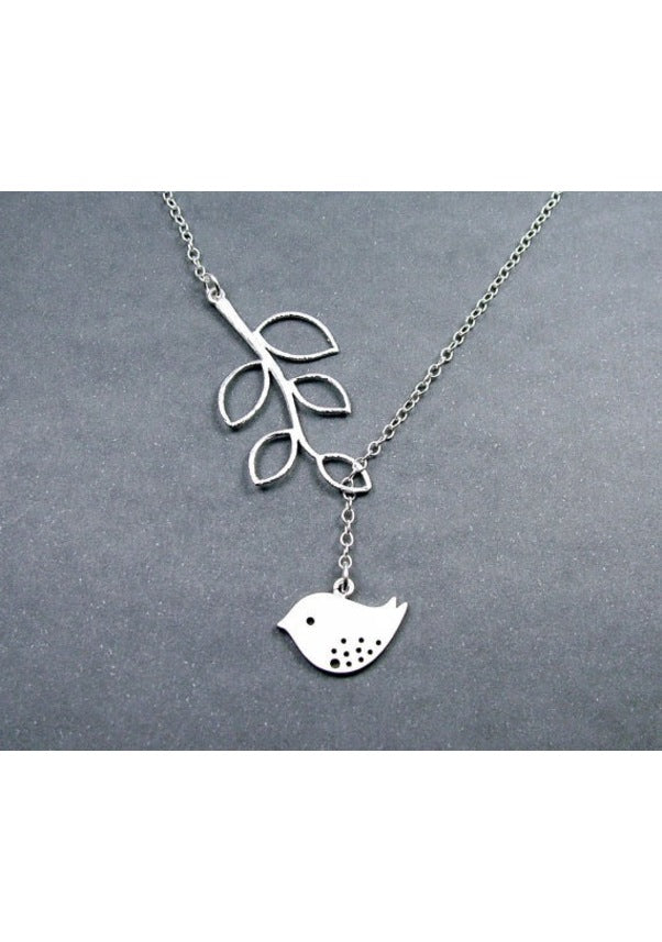 Bird On The Branch Silver Necklace
