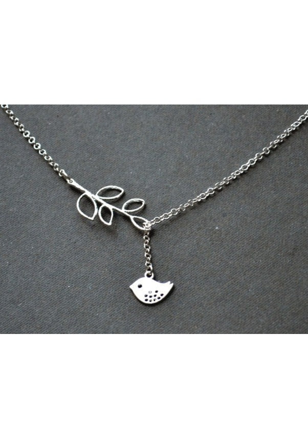 Bird On The Branch Silver Necklace