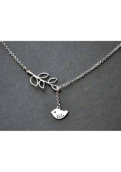 Bird On The Branch Silver Necklace