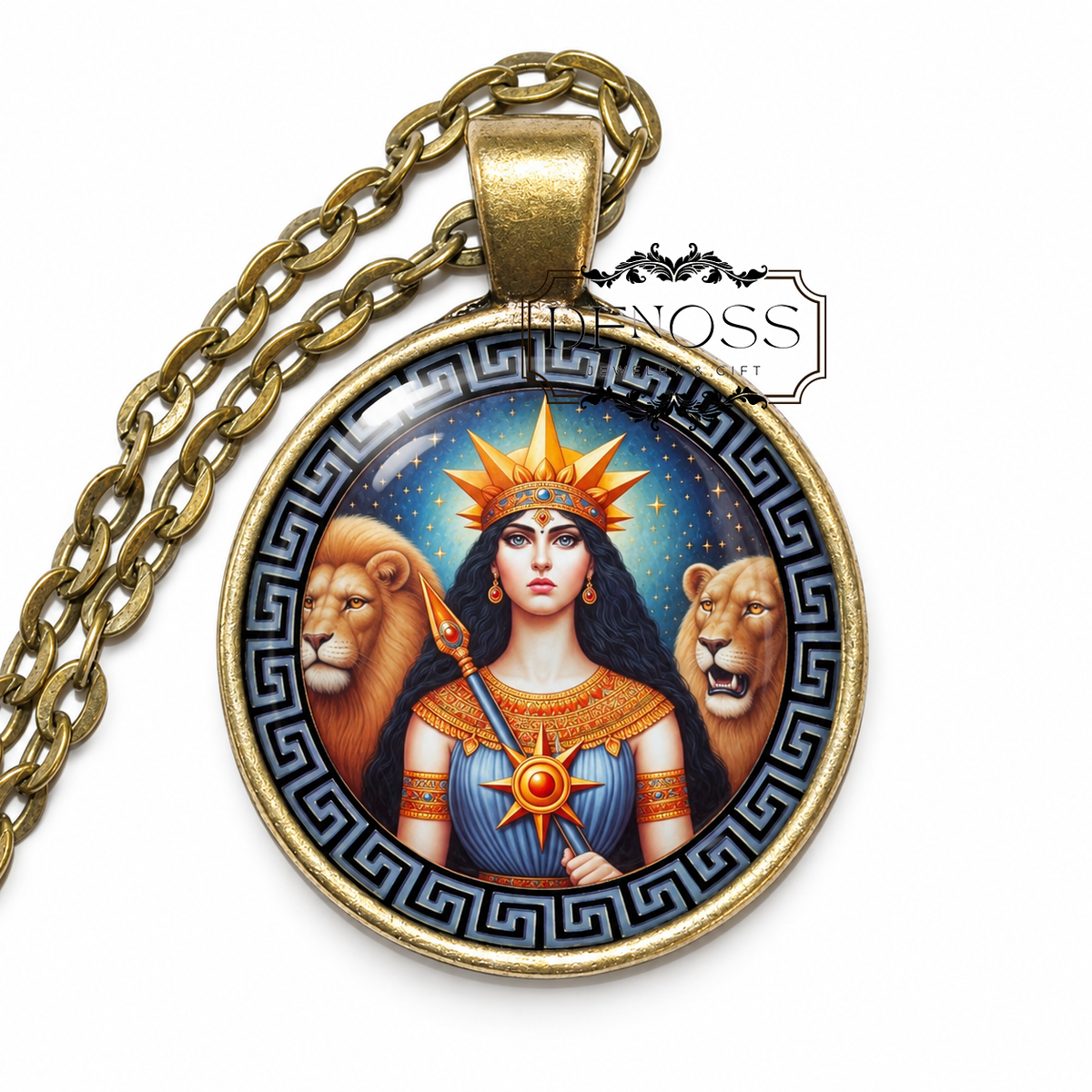 INANNA Necklace,Goddess of Love Goddess of War,Goddess of Fertility,Mesopotamian,Art Pendant Necklace,Glass Pendant