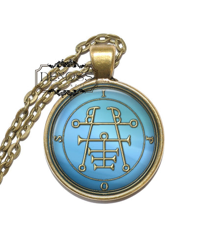 IPOS Necklace,Sigil,Demon Prince,Day Demon,Goetia,Goetic Demon,Art Pendant Necklace,Glass Pendant