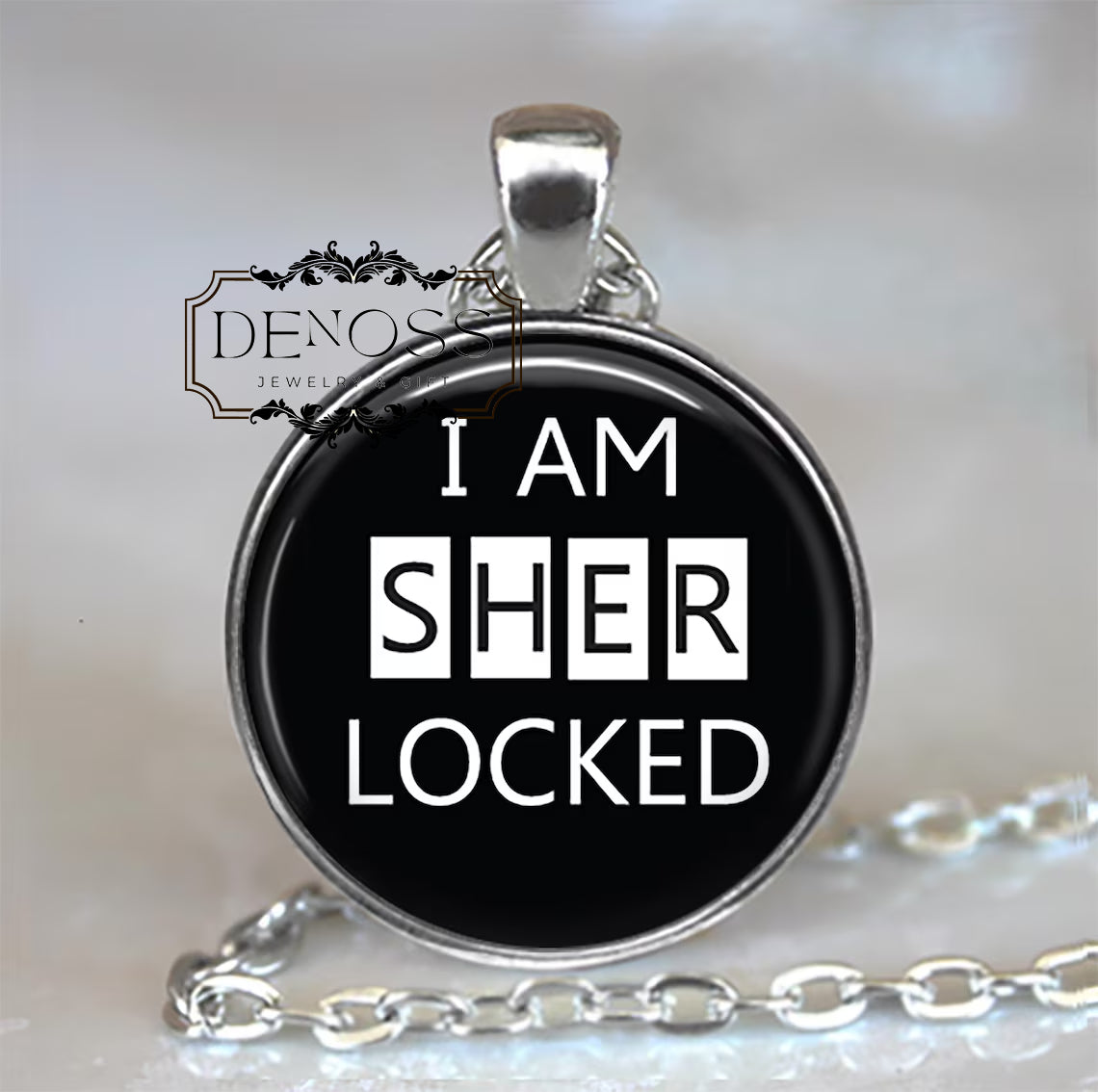 I am Sherlocked necklace,Sherlock Holmes gift,Sir Arthur Conan Doyle literary gift,Sherlock necklace