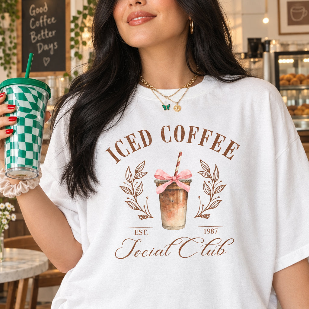 Iced Coffee Social Club Graphic Tee, Comfort Colors Unisex T-Shirt