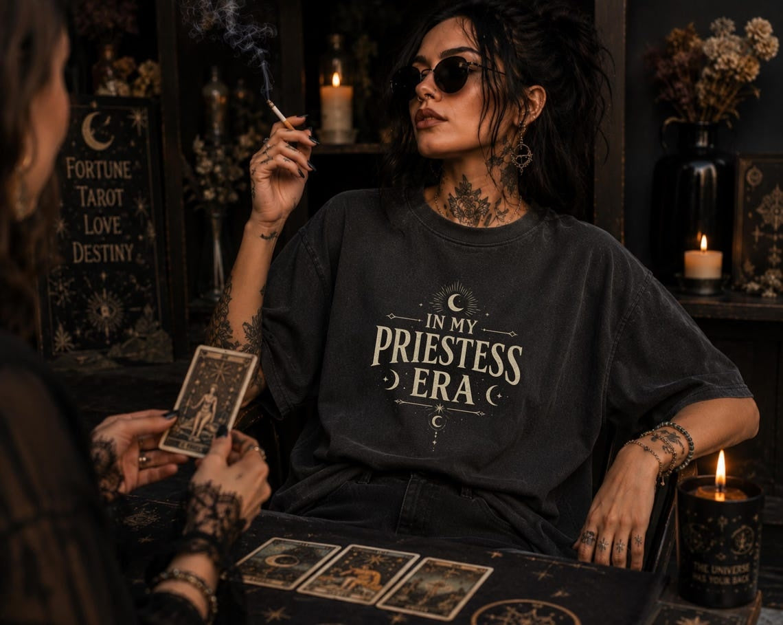 In My Priestess Era Shirt ,Spiritual Gift For Women Divine Feminine Occult Aesthetic Shirt ,Witchy Stuff Tarot Inspired Shirt ,Spiritual Girl