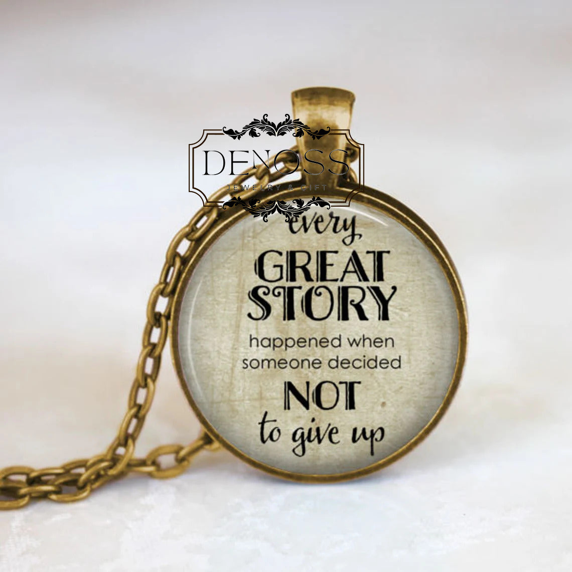 Inspirational Quote Necklace,Never Give Up Quote,Inspirational Jewelry