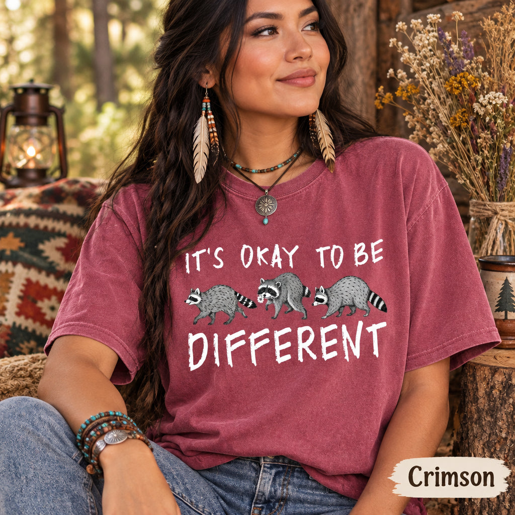 It's Okay To Be Different Shirt, Raccoon Trio Graphic Tee, Autism Awareness Animal T-shirt, Jimothy Neurodiversity Sweater, Inclusion Gift