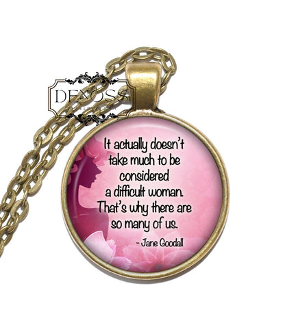 JANE GOODALL QUOTE Necklace,Primatologist,Animal welfare,Anthropologist,Art Pendant Necklace,Inspirational Necklace,Handmade Jewelry