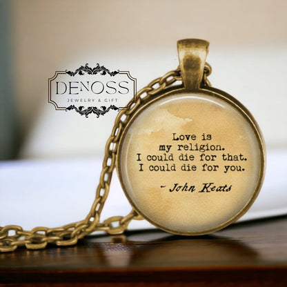 John Keats Poetry Necklace,La Belle Dame Pendant,Romantic Poem Jewelry