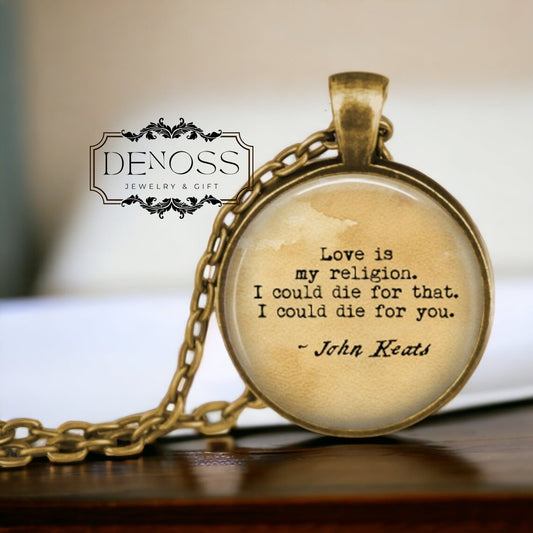 John Keats Poetry Necklace,La Belle Dame Pendant,Romantic Poem Jewelry