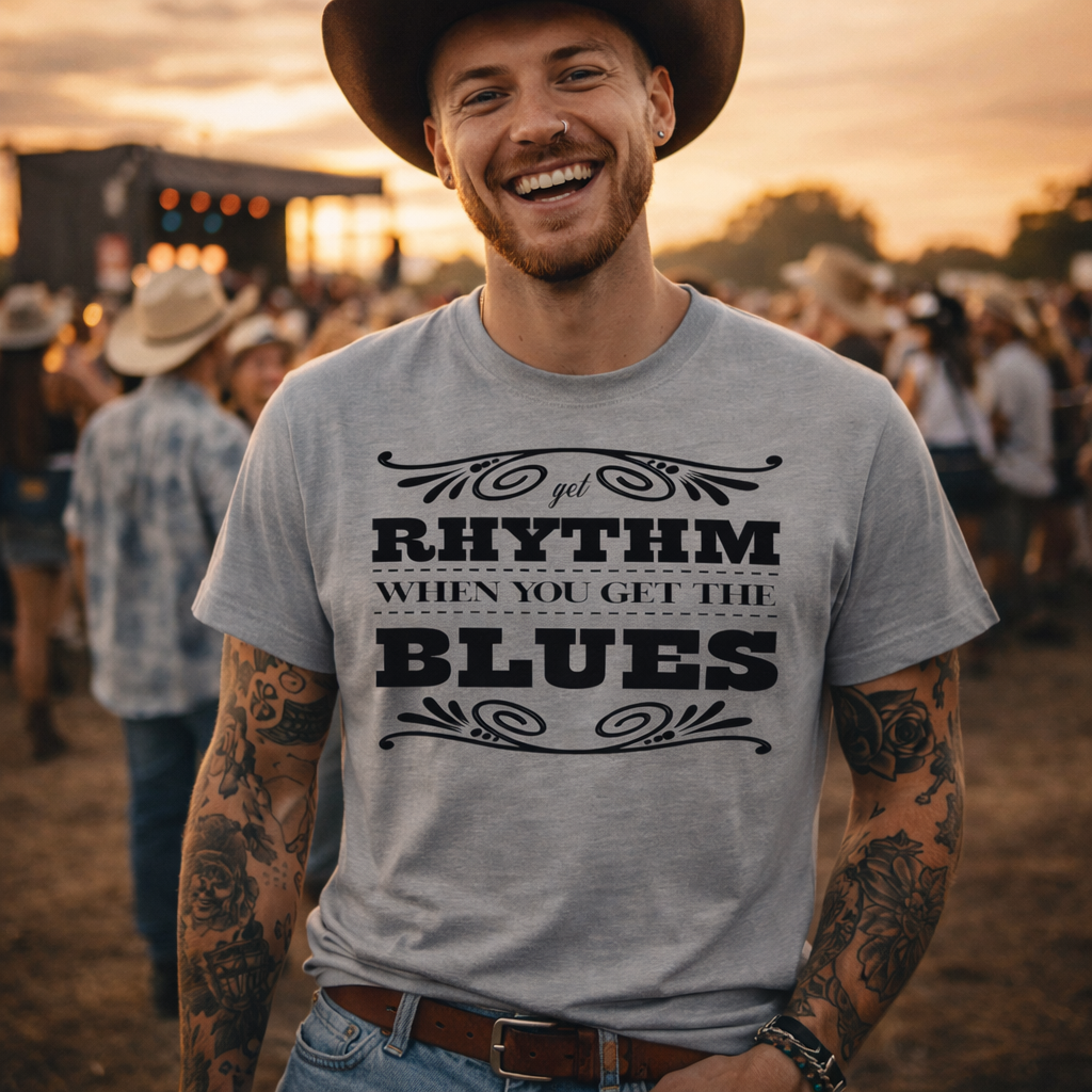 Johnny Cash Tshirt,Get Rhythm When You Get the Blues Country Music Tshirt