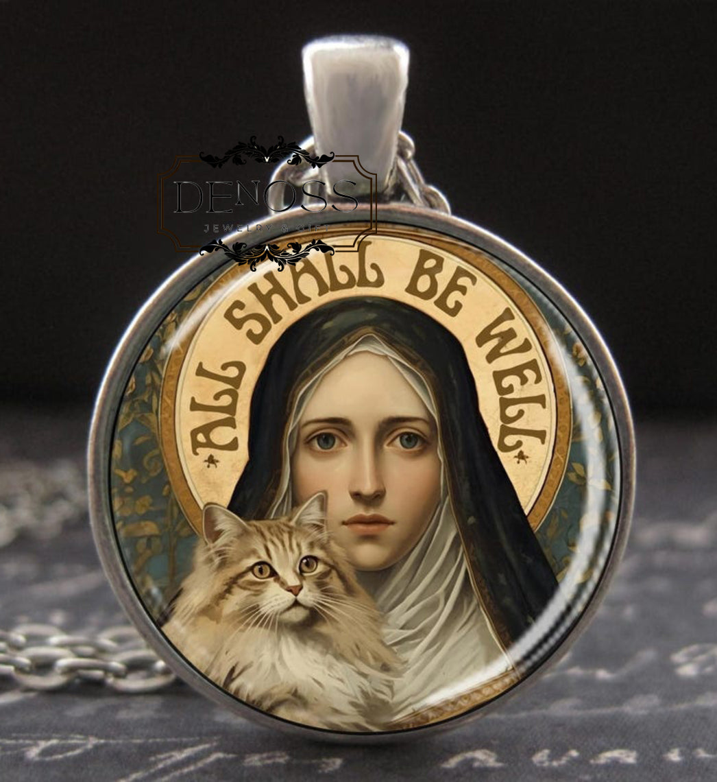 Julian of Norwich All Shall Be Well Necklace,Author of Revelations of Divine Love,Patron Saint of Solitary Women,Writers and the Anxious