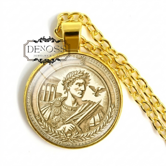 Julius Caesar Pendant Roman Leader Necklace,Victory Charm,Power Amulet