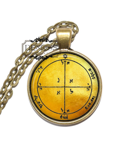 KING SOLOMON SEAL 11 Necklace,Fourth Pentacle of Mars,Symbol,Helps to win arguments,Art Pendant,Glass Pendant