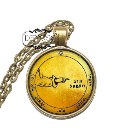 KING SOLOMON SEAL 22 Necklace,Third Pentacle of the Moon,Symbol,Protects From Any Danger When Traveling,Art Pendant
