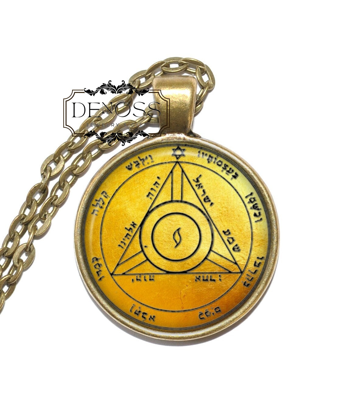 KING SOLOMON SEAL 29 Necklace,Fourth Pentacle of Saturn,Symbol, Brings Ruin to Enemies and Good News to the Owner,Art Pendant