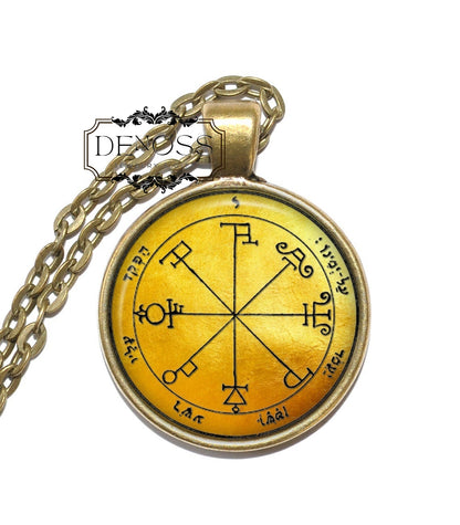 KING SOLOMON SEAL 31 Necklace,Sixth Pentacle of Saturn,Symbol, Protects Against Enemies and Negative Forces,Art Pendant