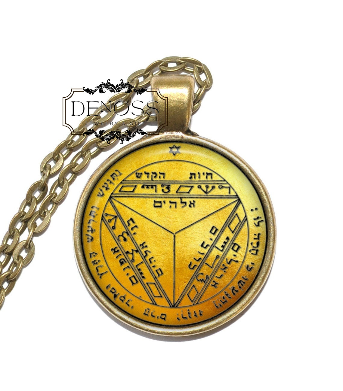 KING SOLOMON SEAL 32 Necklace,Seventh Pentacle of Saturn,Symbol,Grants Eloquence,Art Pendant