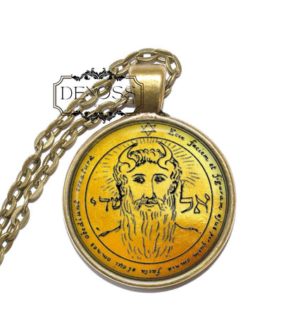 KING SOLOMON SEAL 33 Necklace,First Pentacle of the Sun,Symbol,Helps to Fulfill Desires,Art Pendant