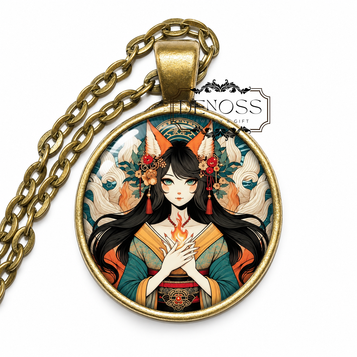 KITSUNE Necklace,Japanese,Folklore,Shape-shifting,Trickster,Protector,Shinto,Good and Bad Fortune,Wisdom,Magic,Longevity