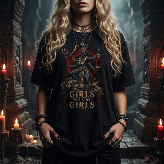 Kali Ma Girls Will Be Girls Shirt ,Dark Feminine Kali Female Rage Shirt ,Occult Shirt ,Whimsigothic Alt Clothing ,Gothic Clothes ,Grunge Clothes