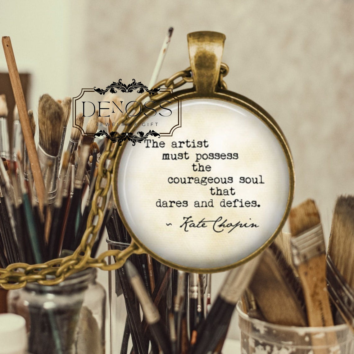 Kate Chopin Quote Pendant Necklace,Artist Gift,Literary Jewelry