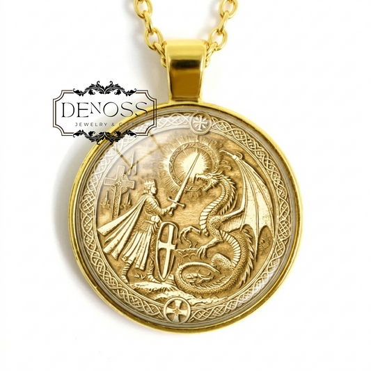 King Arthur & Dragon Pendant Necklace