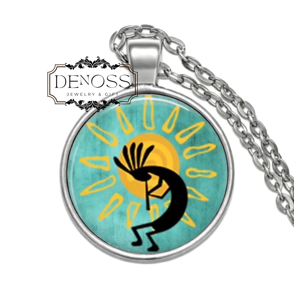 Kokopelli Pendant Necklace,Southwest Flute Player Charm,Boho Tribal Jewelry
