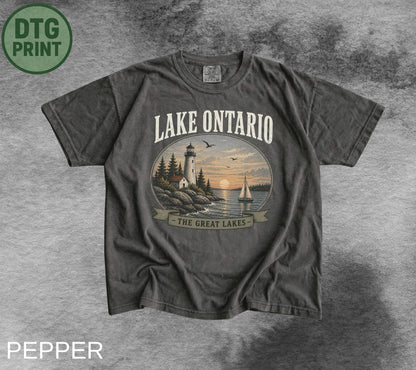 Lake Ontario Shirt, Vintage Great Lakes T-Shirt, Distressed Lighthouse Tee, Lake Life Shirt, Retro Ontario Nature Shirt, Nautical Gift