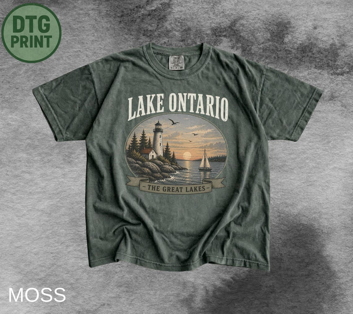 Lake Ontario Shirt, Vintage Great Lakes T-Shirt, Distressed Lighthouse Tee, Lake Life Shirt, Retro Ontario Nature Shirt, Nautical Gift