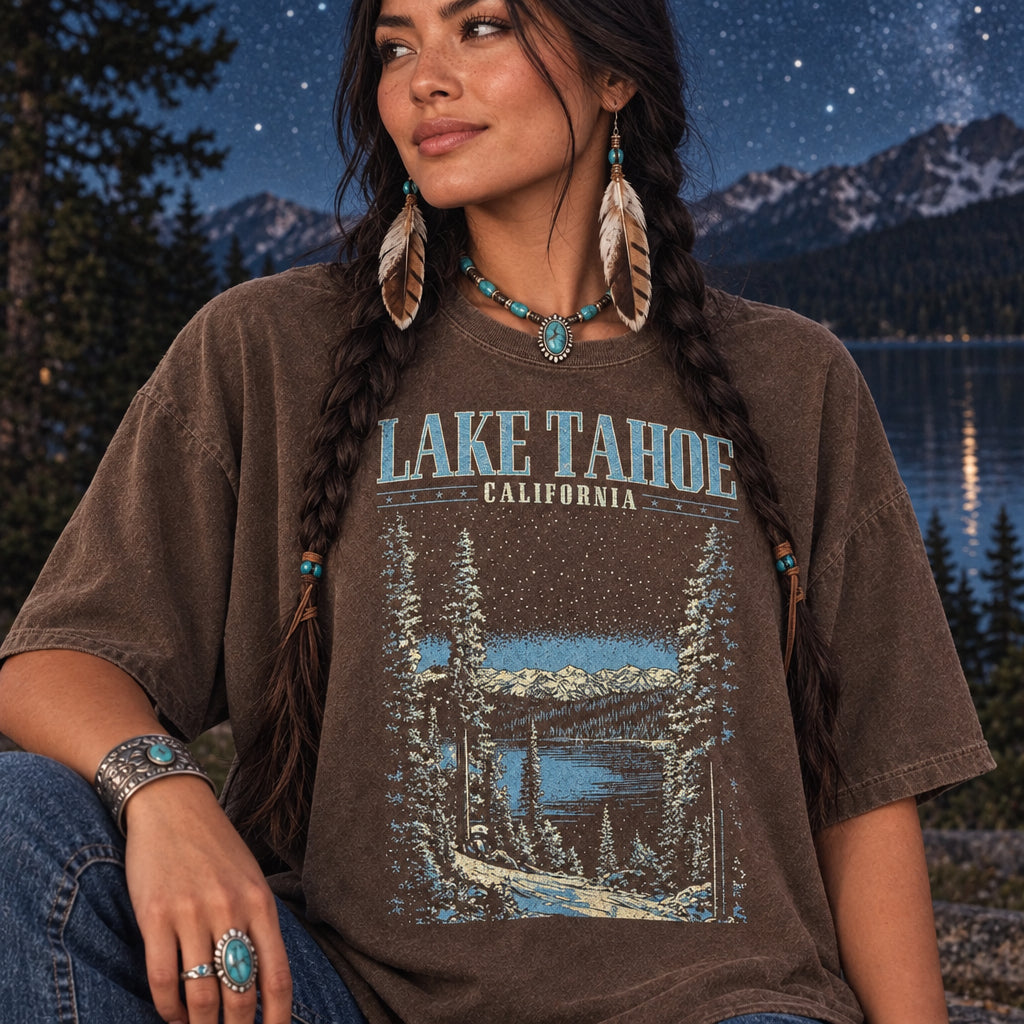 Lake Tahoe Shirt - Retro Comfort Colors T-Shirt, California Tshirt, Lake T Shirt, Y2K Nature Graphic Tee, 90s Granola Aesthetic
