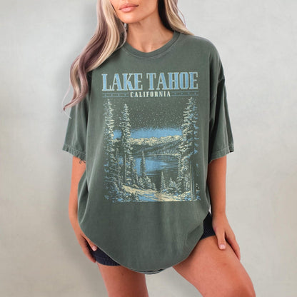 Lake Tahoe Shirt - Retro Comfort Colors T-Shirt, California Tshirt, Lake T Shirt, Y2K Nature Graphic Tee, 90s Granola Aesthetic