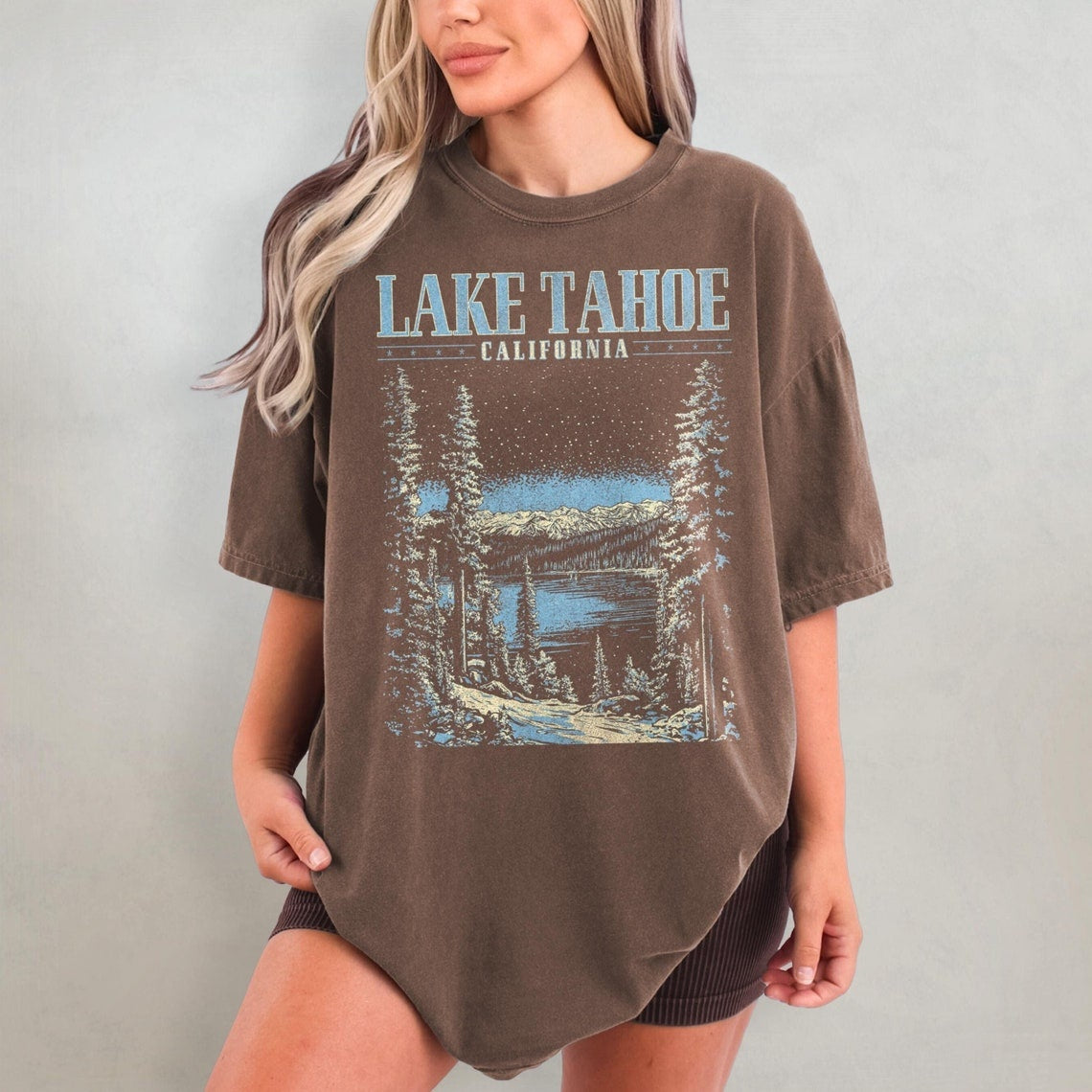 Lake Tahoe Shirt - Retro Comfort Colors T-Shirt, California Tshirt, Lake T Shirt, Y2K Nature Graphic Tee, 90s Granola Aesthetic