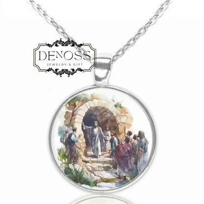 Lazarus Necklace,Religious Miracle Medal of Jesus,Christ Resurrection of Lazarus Jewelry for Faithful