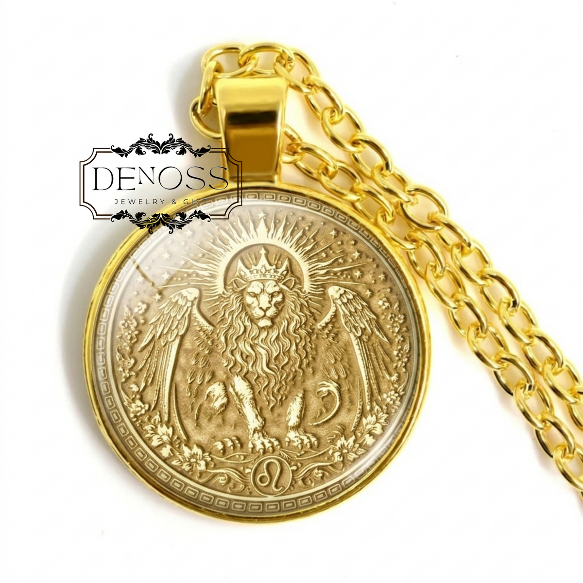 Leo Zodiac Lion Pendant Nemean Lion Symbol of Courage,Strength and Royal Power Necklace