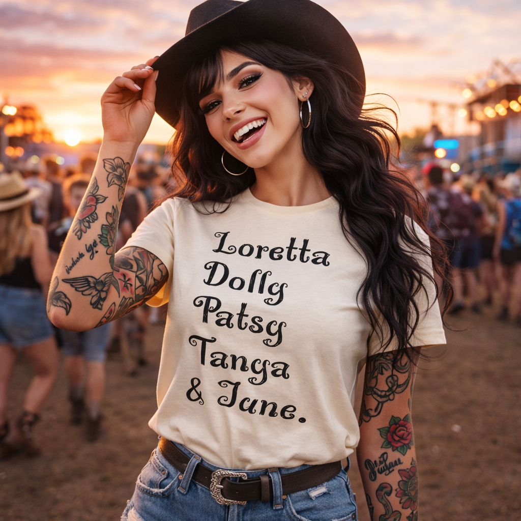 Loretta,Dolly,Patsy,Tanya,June,Country MusicTshirt