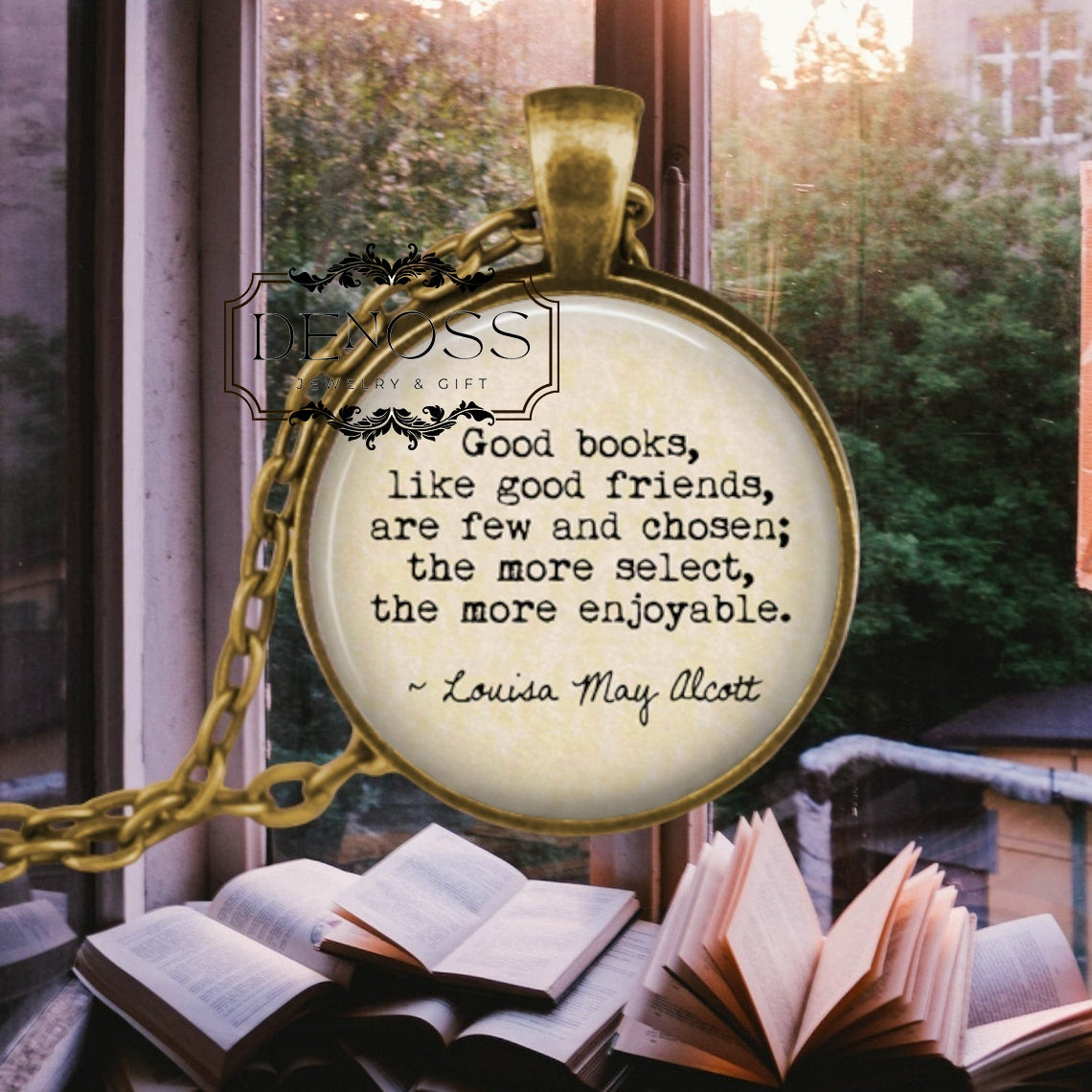 Louisa May Alcott Quote Necklace,Book Lover Gift