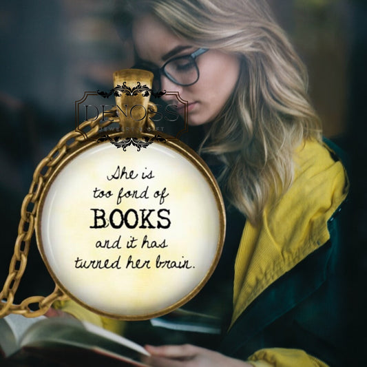 Louisa May Alcott Quote Necklace,Book Lover Gift - Denoss