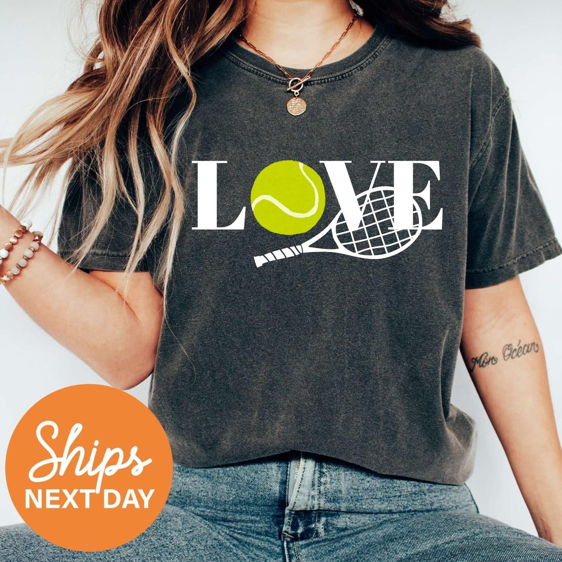 Love Tennis Shirt, Tennis Tee Shirt, Cute Tennis Shirt for Women, Tennis Mom Shirt, Tennis Love Shirt, Gift for Tennis Player, Sports Shirt