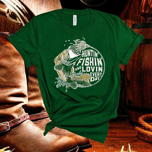 Luke Bryan Tshirt,Large Mouth Bass Huntin' Fishin' Lovin everyday  Tshirt