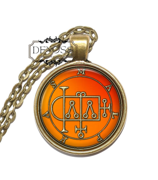 MALPHAS Necklace,Sigil,Demon of the Night,Demon President,Night Demon,Goetia,Goetic Demon,Art Pendant Necklace,Glass Pendant