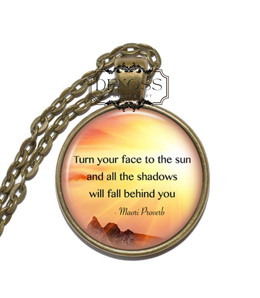 MAORI PROVERB Necklace,Art Pendant Necklace,Inspirational Necklace,Glass Pendant,Handmade Jewelry