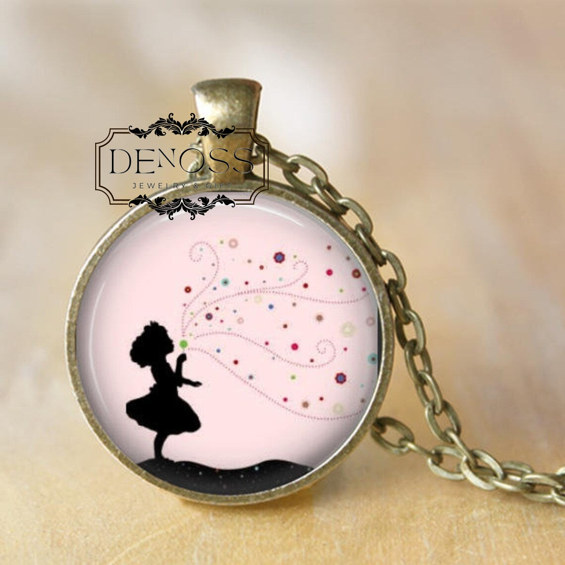Make a Wish Pendant Necklace,Dandelion Necklace,Wish Pendant