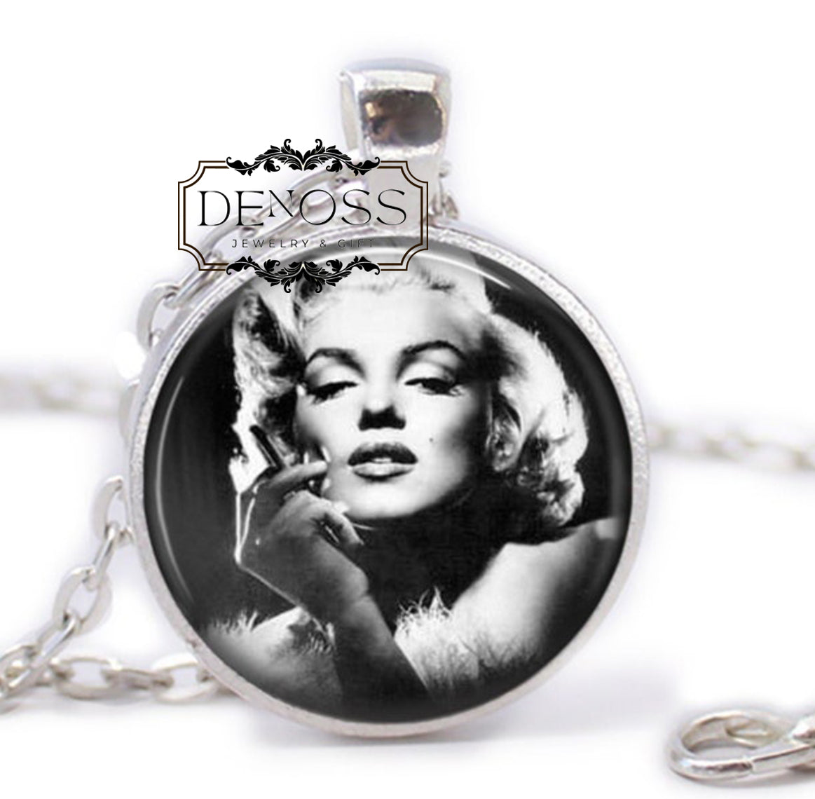 Marilyn Monroe Necklace,Handcrafted Glass Cabochon Pendant