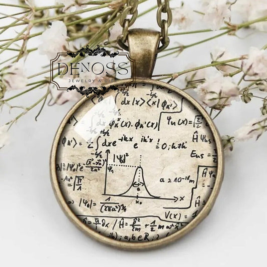 Mathematics Equation Necklace,Math Pendant,Curves with formulas Parabolas Gift,Gift for Scientist,Gift for Math Teacher