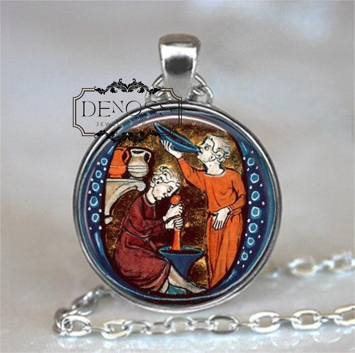 Medieval Apothecary necklace,pharmacist gift,pharmacology student gift,graduation gift,chemist,druggist