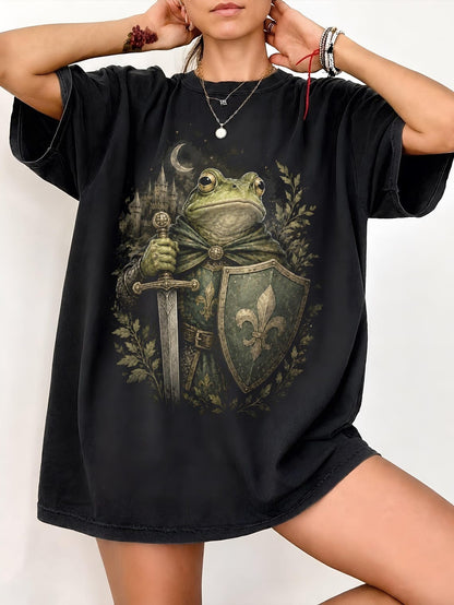 Medieval Shirt, Frog Tee, Funny Frog Knight T-Shirt, Fantasy Warrior Apparel, Frog with Sword Tee, RPG Gamer Gift