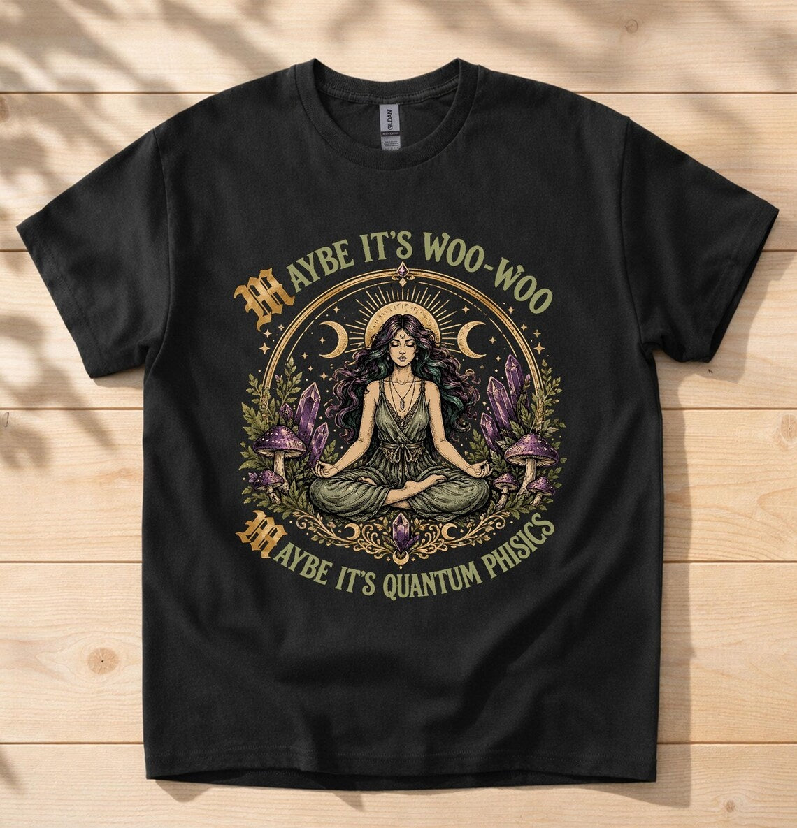 Meditation T-Shirt, Woo-Woo Quantum Physics Graphic Tee, Spiritual Yoga Apparel