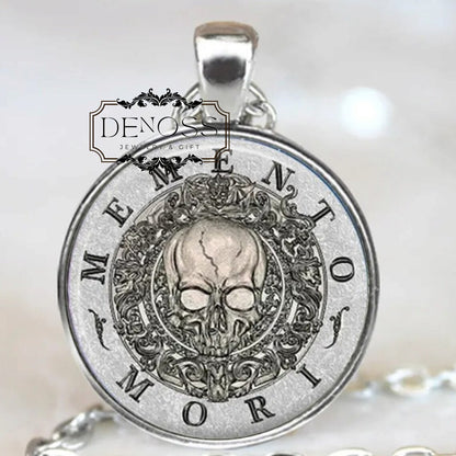 Memento Mori Skull Pendant Necklace,Magick Occult Jewelry
