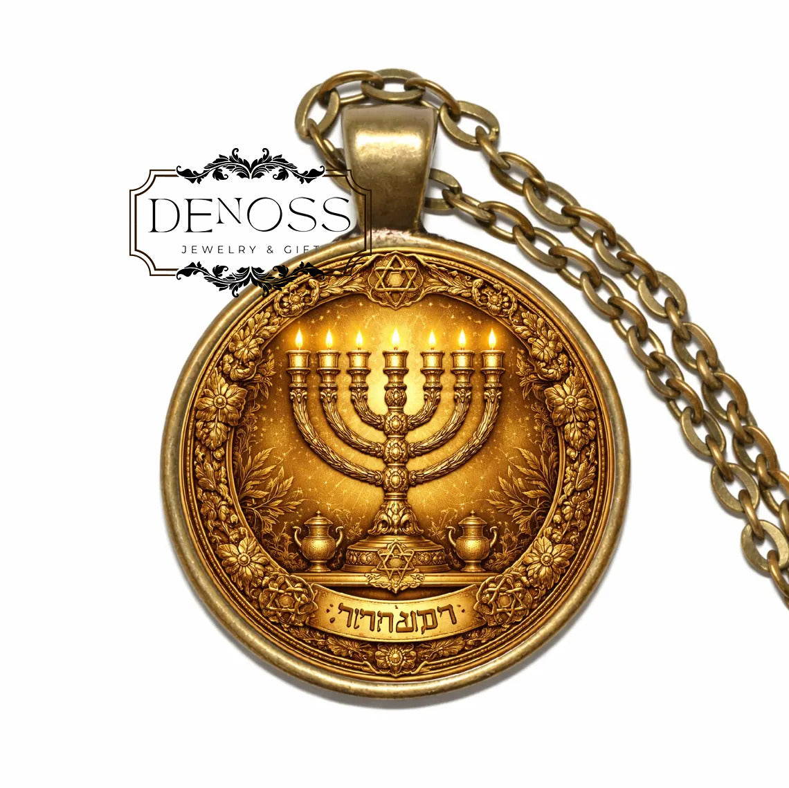 Menorah Pendant Necklace,Detailed Judaica Charm,Spiritual Protection Jewelry
